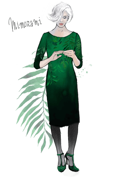 Sukienka midi Mimozami - grafika Szept M