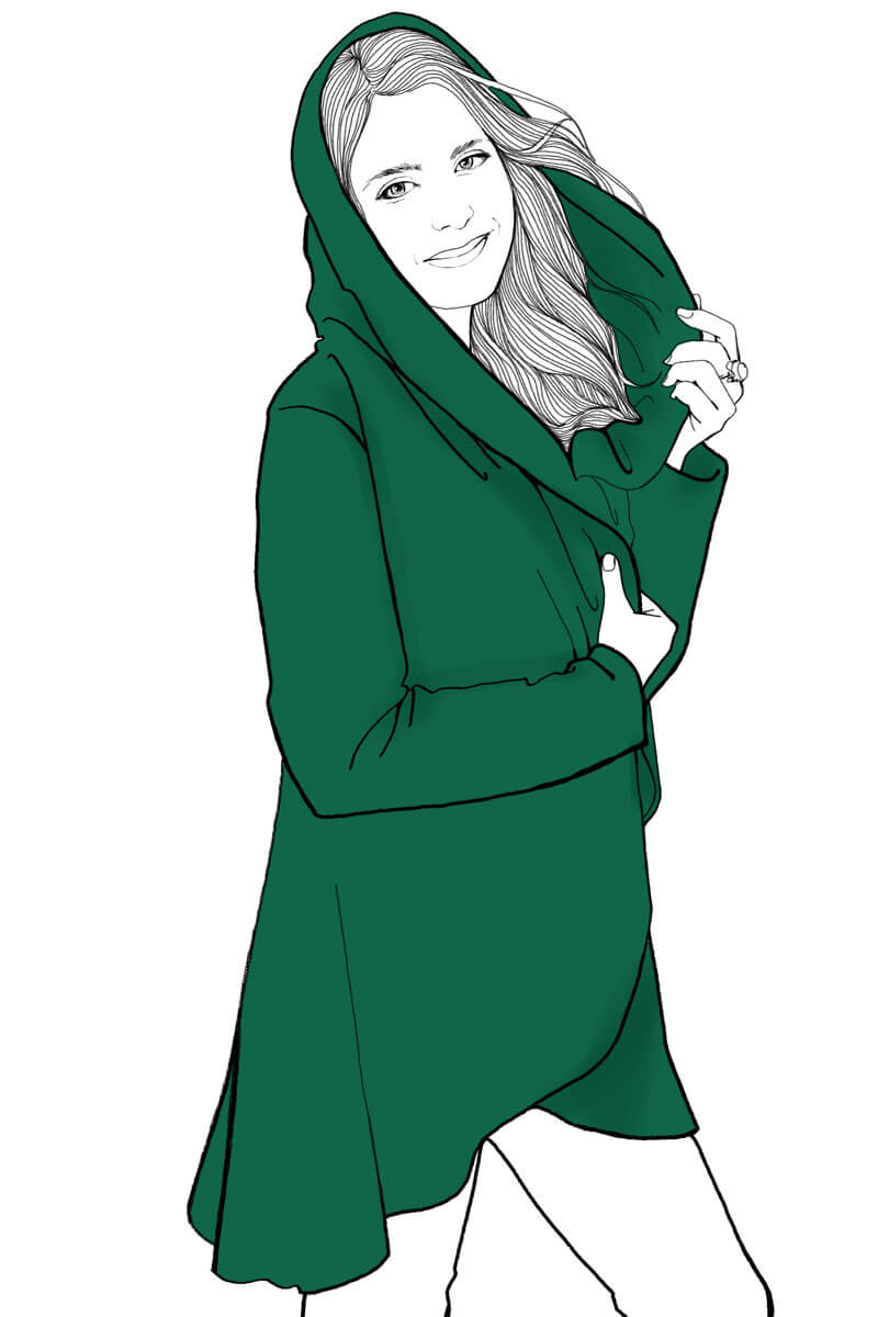 Zielony płaszcz Omotana - grafika